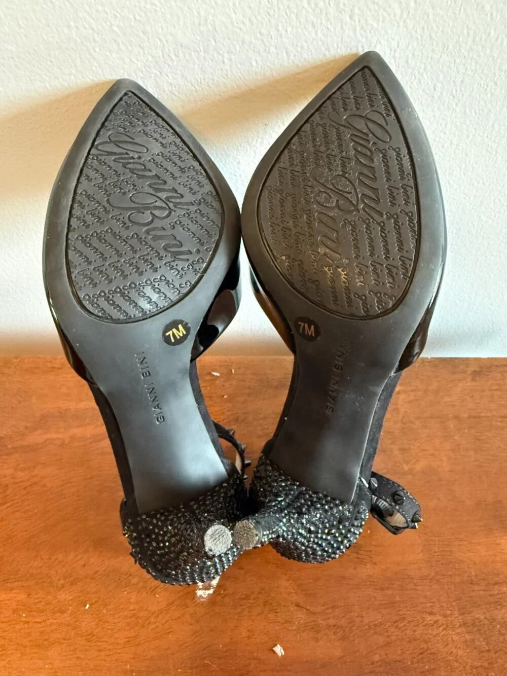 Gianni Bini Black Patent Leather D'Orsay Pumps Leopard Lining Ankle Strap Heels